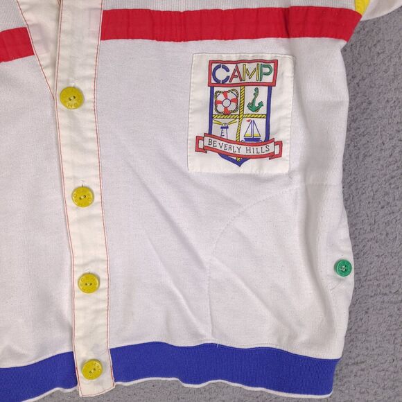 Vintage Camp Beverly Hills Sweater Cardigan Adult Large White Long Sleeve Button - Picture 3 of 16